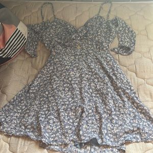 Backless blue floral dress